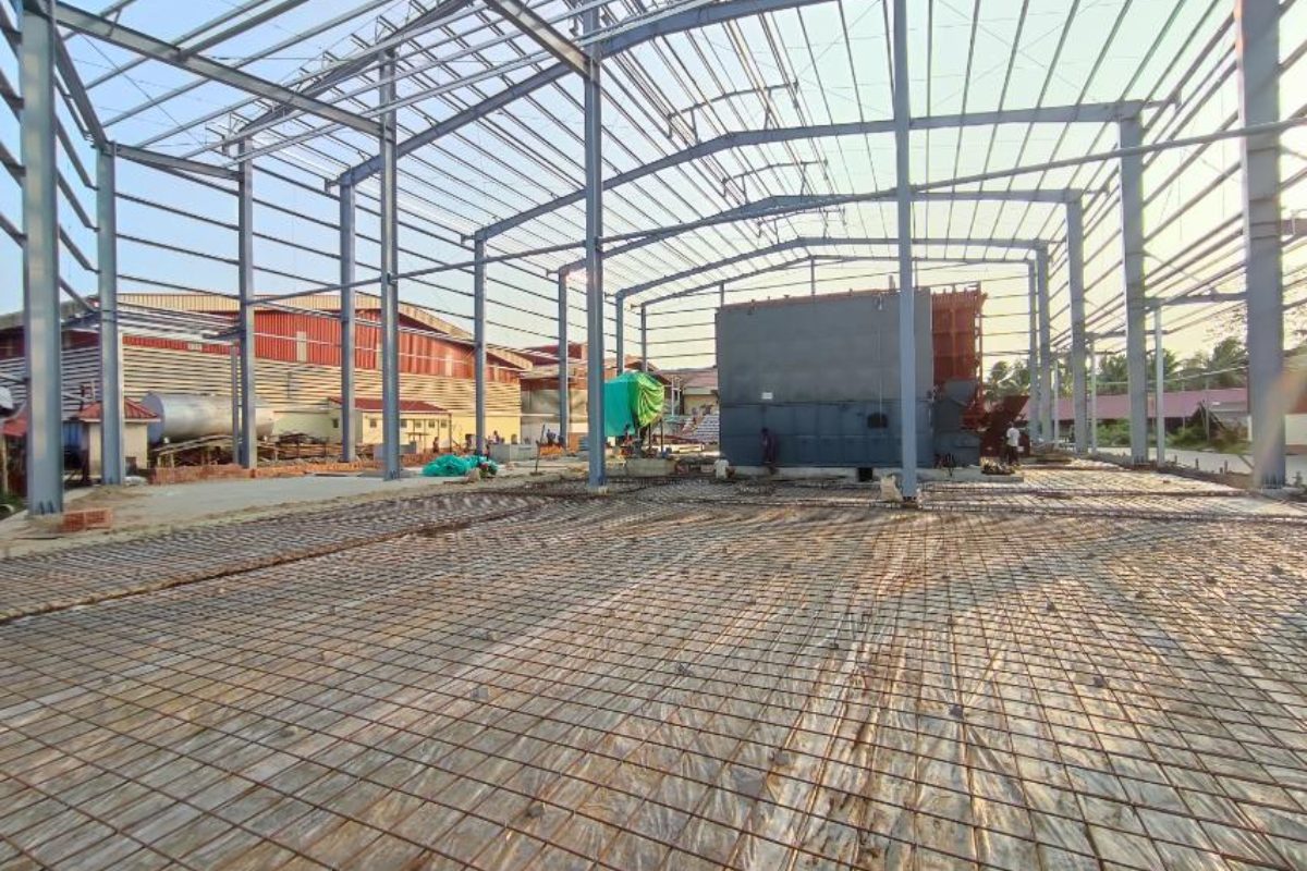 Steel structure warehouse concrete flooring works for Paragon Printing Manufacturing Company Limited by Myanmar Yi Jin