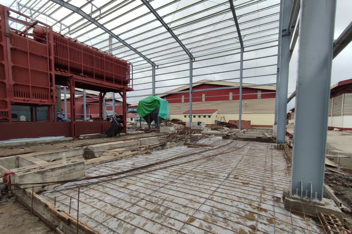Steel structure warehouse ground floor works for Paragon Printing Manufacturing Company Limited by Myanmar Yi Jin